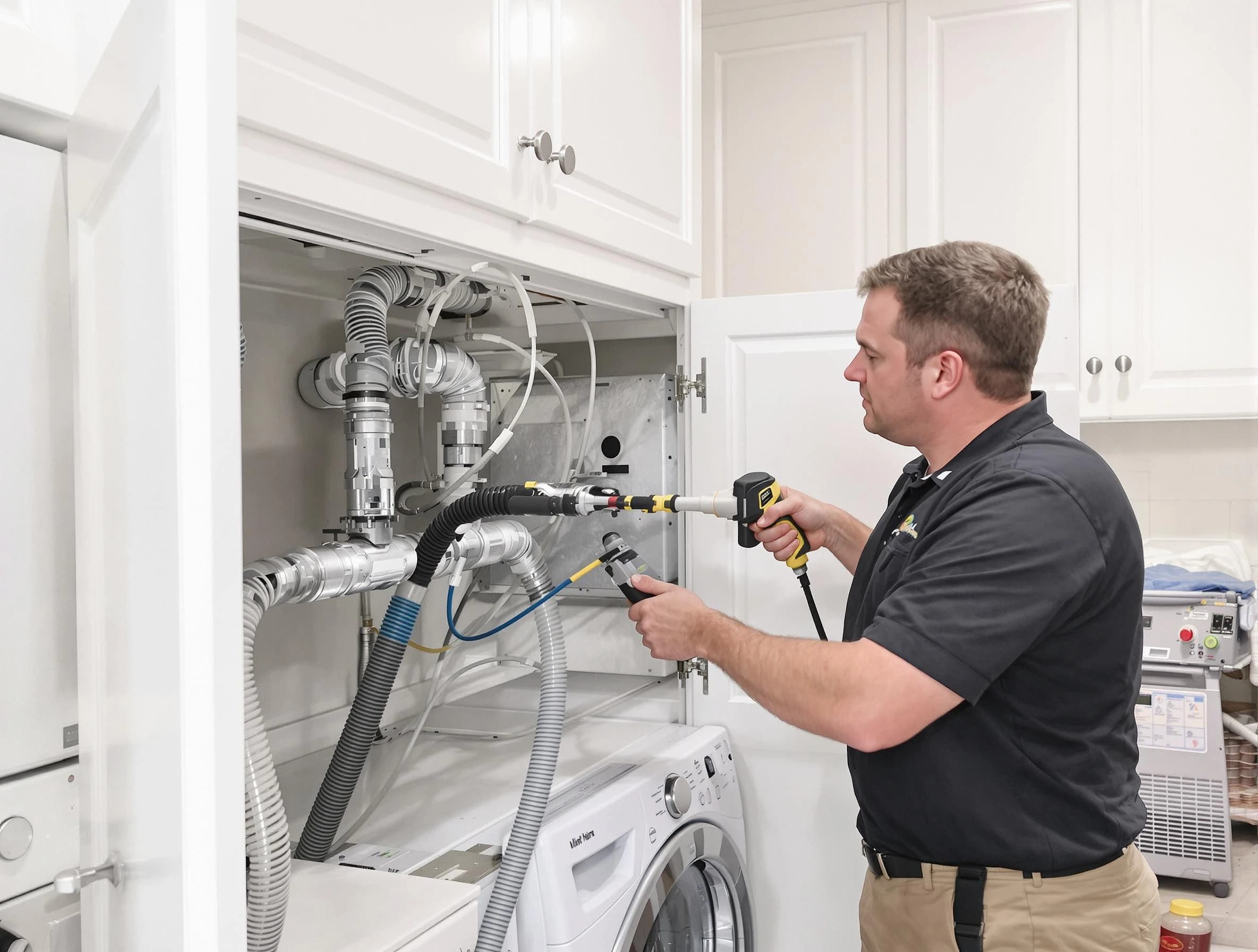 Marshall Dryer Vent Cleaning professional removing severe blockage from a clogged dryer vent in Marshall
