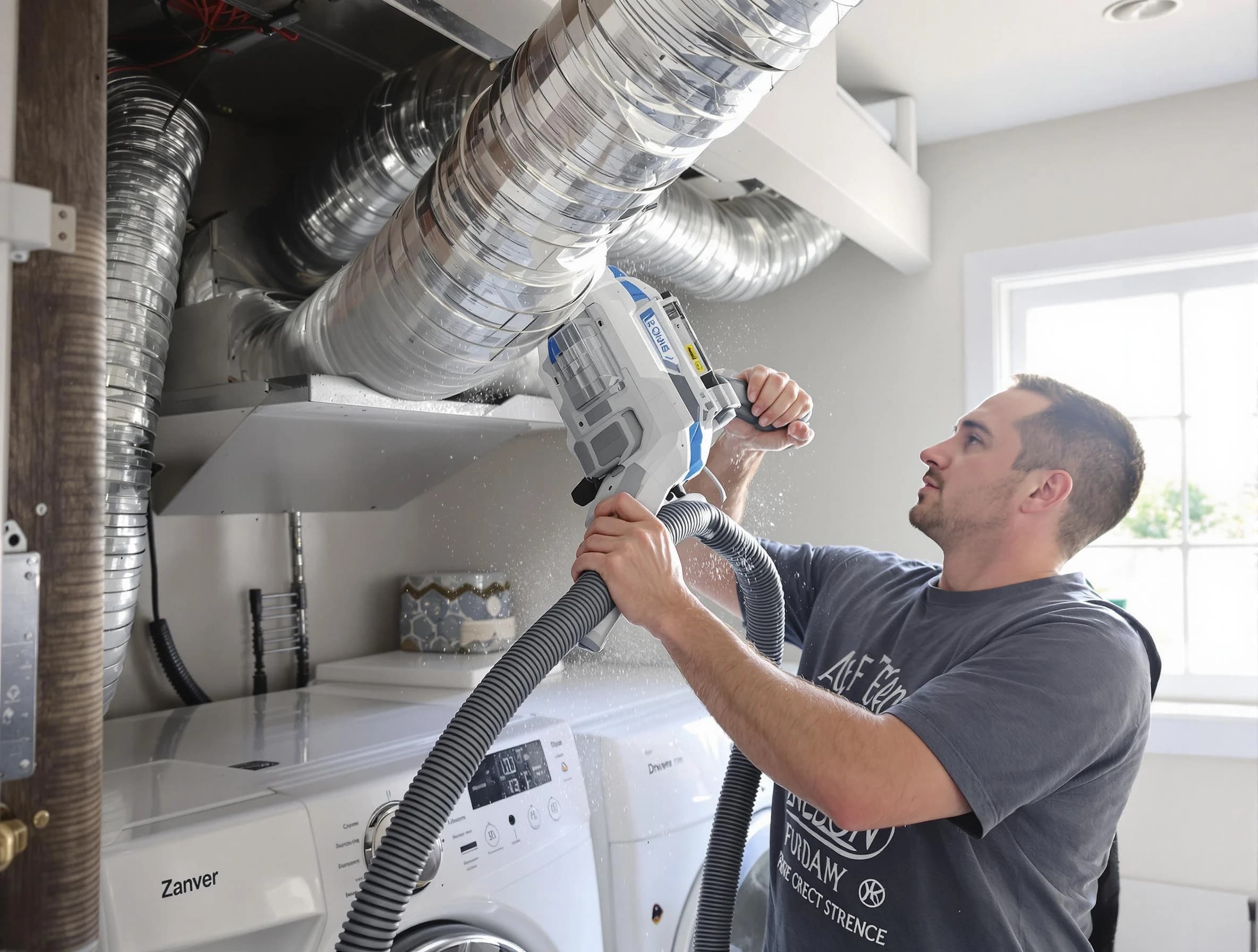 Marshall Dryer Vent Cleaning specialist cleaning deep within a dryer vent duct system in Marshall
