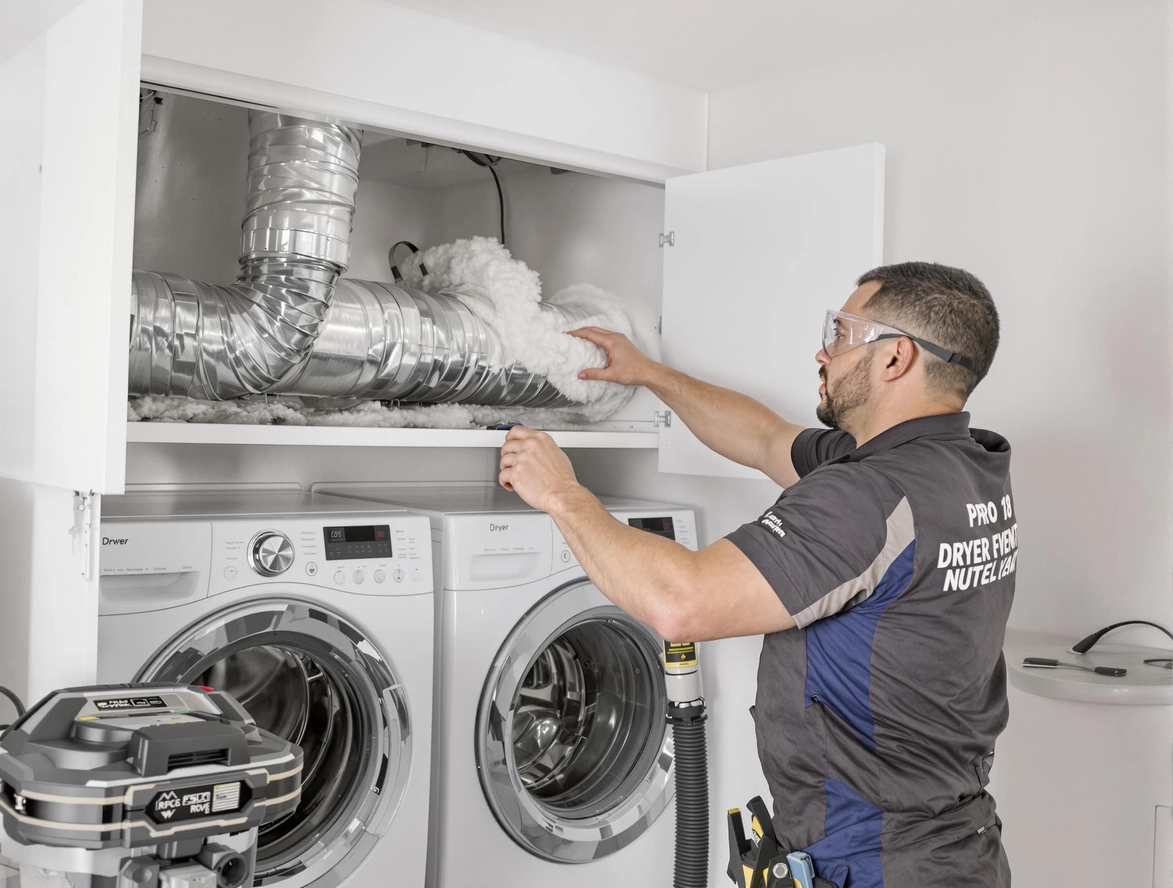 Marshall Dryer Vent Cleaning certified technician performing specialized gas dryer vent cleaning in Marshall
