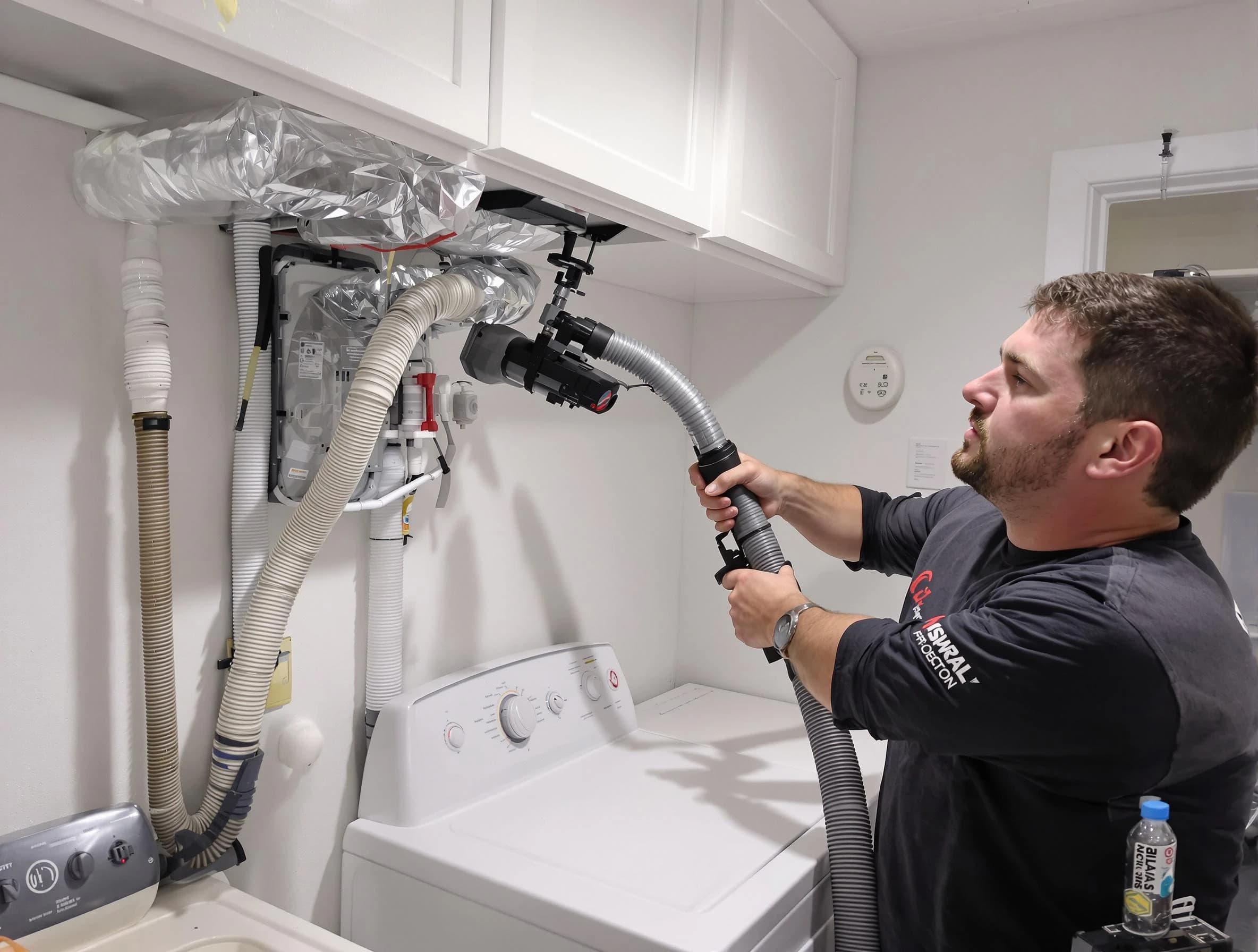 Marshall Dryer Vent Cleaning certified technician performing safety-focused gas dryer vent cleaning in Marshall